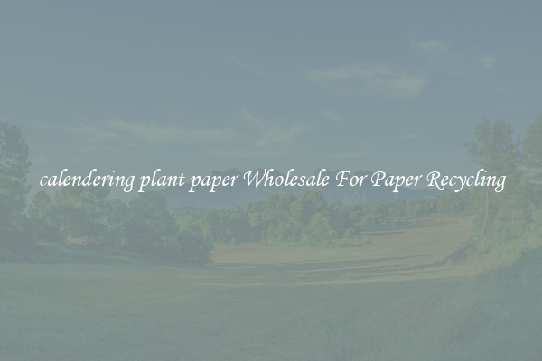 calendering plant paper Wholesale For Paper Recycling