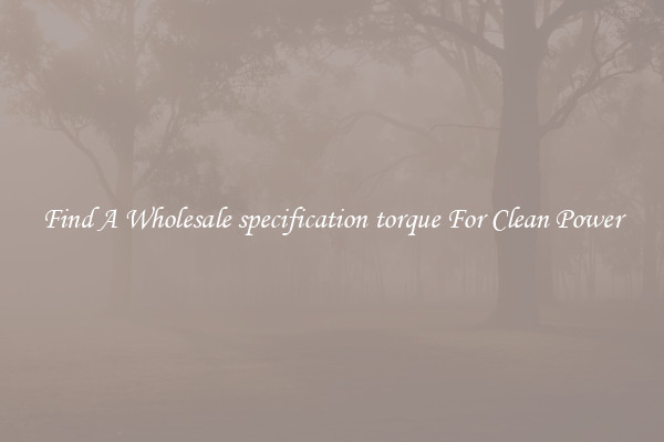 Find A Wholesale specification torque For Clean Power