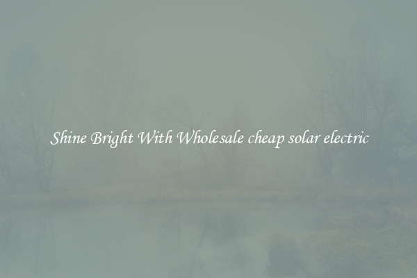Shine Bright With Wholesale cheap solar electric