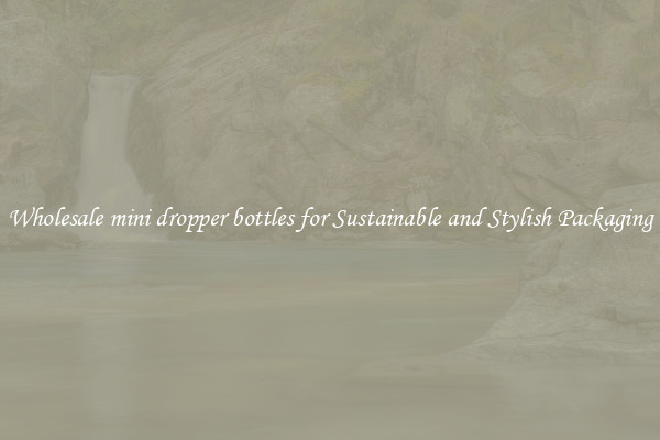 Wholesale mini dropper bottles for Sustainable and Stylish Packaging