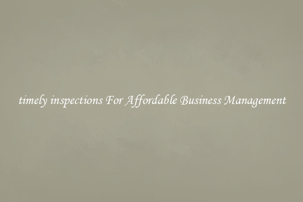 timely inspections For Affordable Business Management