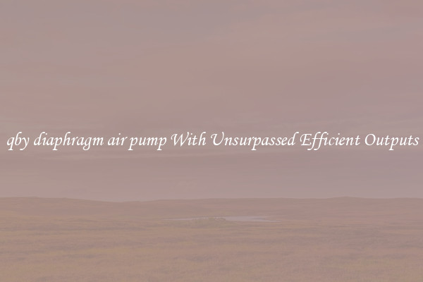 qby diaphragm air pump With Unsurpassed Efficient Outputs