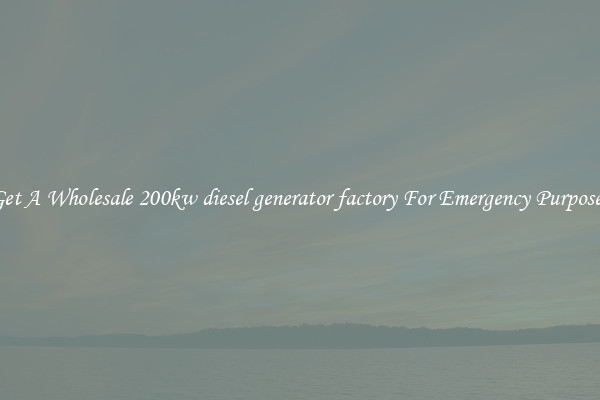 Get A Wholesale 200kw diesel generator factory For Emergency Purposes